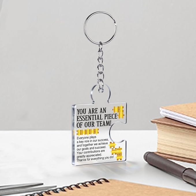 Team Appreciation Gifts Bulk Thank You Keychains for Coworkers | Gift Set for Employee, Staff, Teachers, Teamwork Puzzle Piece Keyring, Acrylic