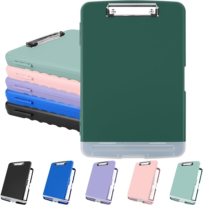 Meiikun Plastic Storage Clipboard, Clipboards with Storage, Nursing Clipboard with Pen Holder, Clip Boards 8.5x11 A4 Paper Folder for Nurse, Teacher, Work, Classroom (Emerald)
