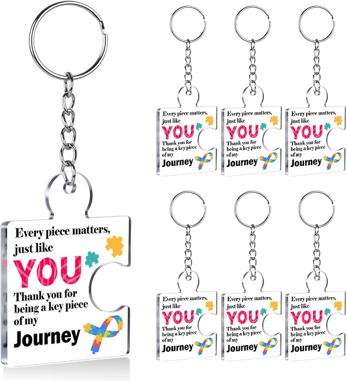 Team Appreciation Gifts Bulk Thank You Keychains for Coworkers | Gift Set for Employee, Staff, Teachers, Teamwork Puzzle Piece Keyring, Acrylic
