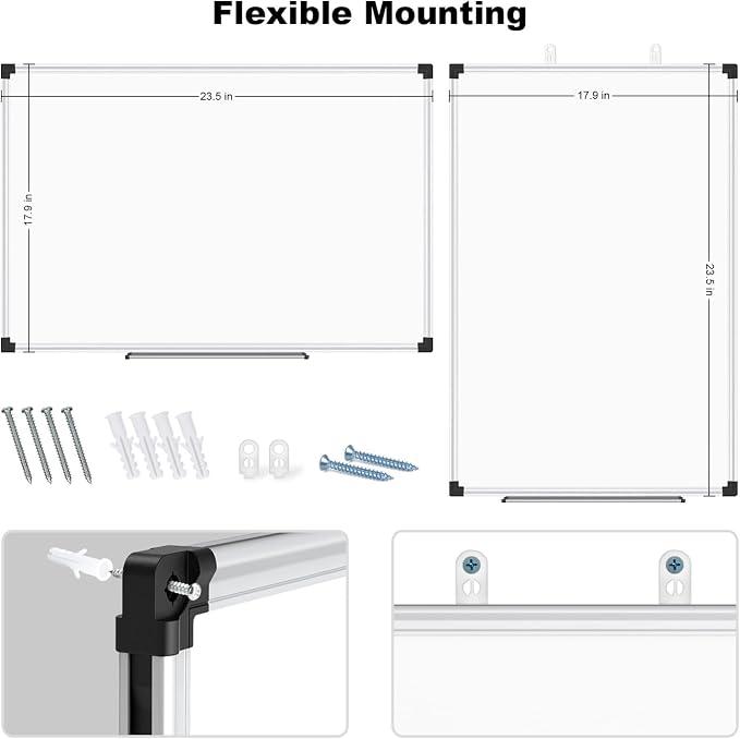 XBoard Magnetic Whiteboard 24 x 18 Inch, Dry Erase Board with Aluminium Frame for Home School Office