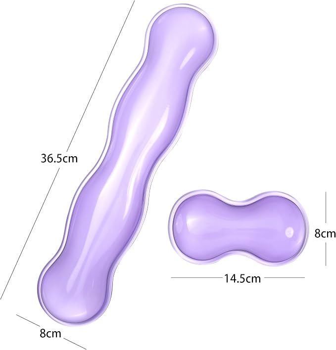 Ergonomic Silicone Gel Keyboard and Mouse Wrist Rest Set – Clear Wrist Rest for Keyboard 60%/68%/75%, Comfort & Support for Typing and Gaming(Purple)