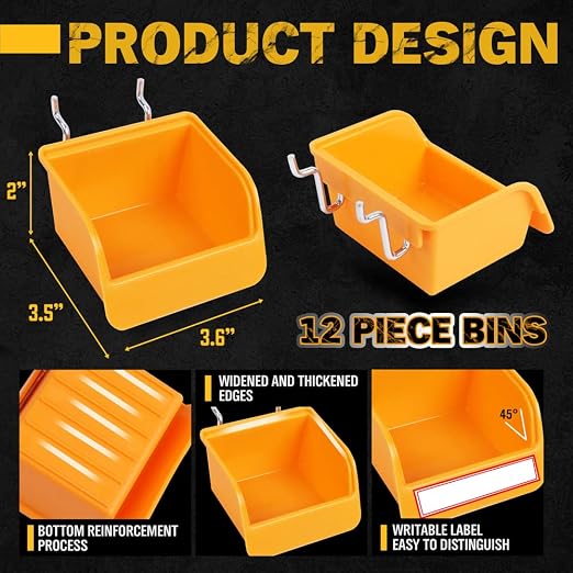 ELEAD 260 Piece Pegboard Hooks 1/8 and 1/4 inch Peg Board Organizer Accessories with Pegboard Bins for Organizing Various Tools in The Garage, Workshop & Craft Room