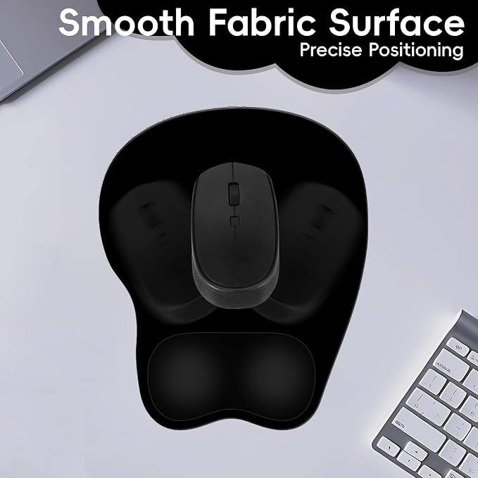Ergonomic Mouse Pad,Non Slip Mousepad Wrist Rest Support for Office, Computer, Laptop & Mac(A-Black)