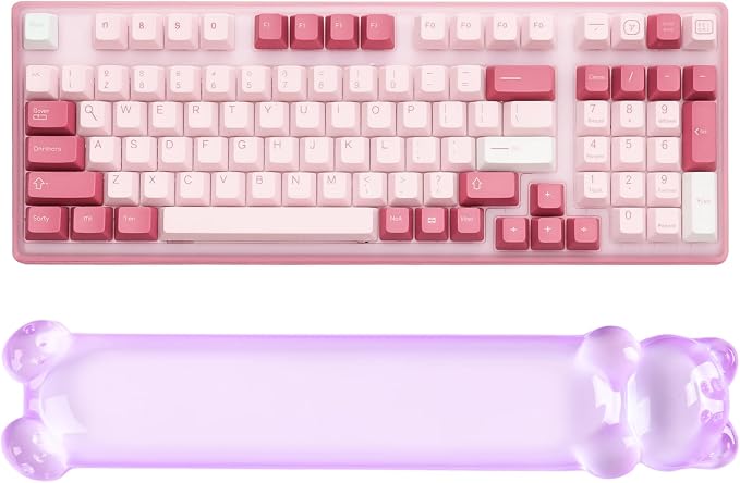 Clear Gel Keyboard Wrist Rest, Bear-Shape Wrist Rest, Ergonomic Wrist Rest for Computer Keyboard 60%/75% (Purple)