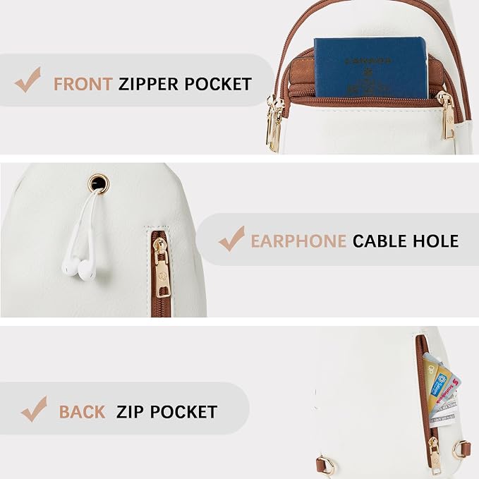 BOSTANTEN Sling Bag for Women Leather Crossbody Bags Fanny Pack Chest Bag for Travel | Adjustable Wide Strap, Small, Anti Theft, Lightweight, Multi Pockets and Carrying Way, Card Slot, Cute Trendy for Everyday