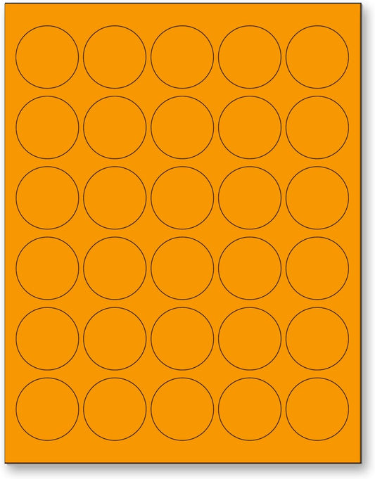 NextDayLabels - 8-1/2 x 11 Neon Color High Light Fluorescent Labels for Laser & Inkjet Printer (Orange Fluorescent, 1.5" Round - 30 Per Page | 3000 Labels)