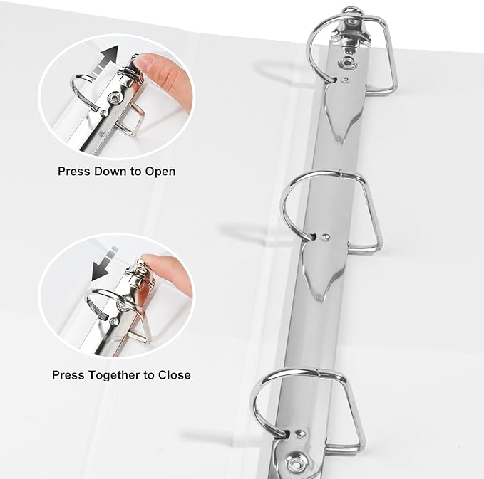 CIXILDTS 1.5-inch D Ring Binders, 3 Ring Binder Fit US Letter Size Paper, 1-1/2" Slant D Ring View Binder with 2 Pocekts, 6-Pack,White