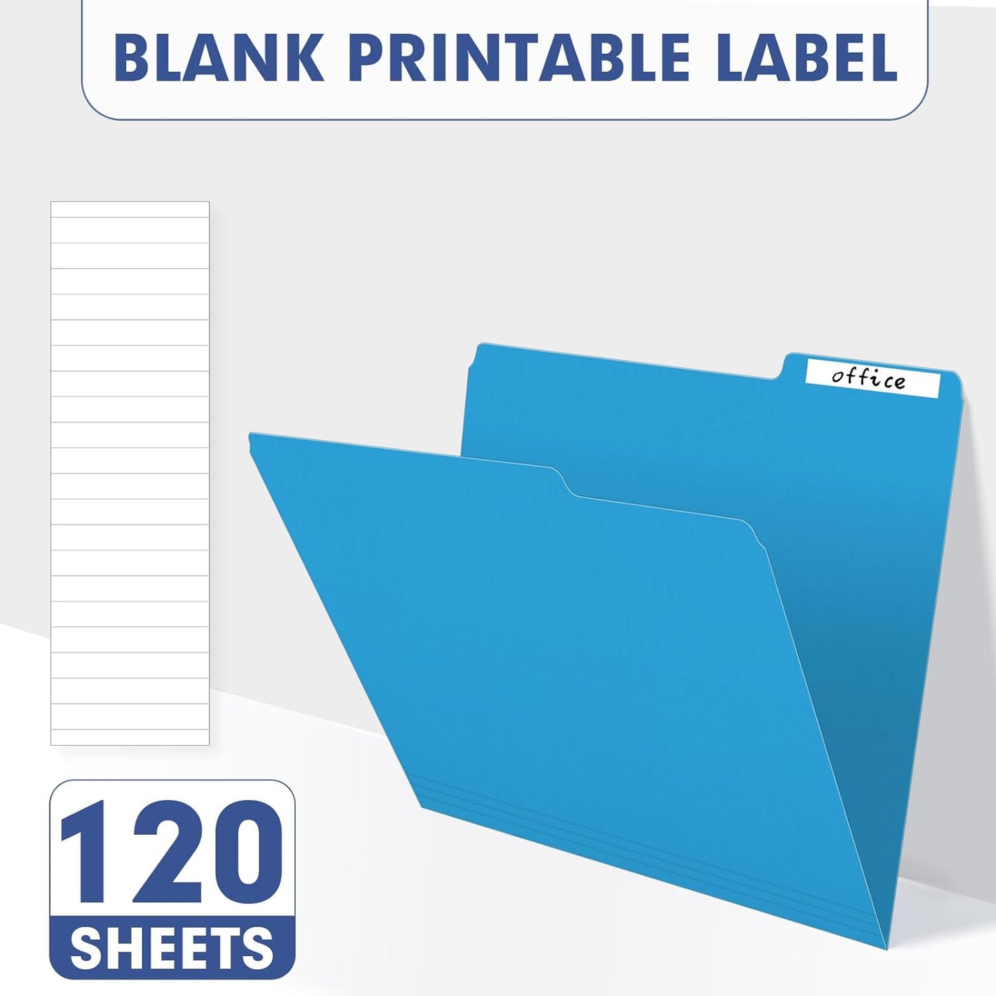 File Folder, PANDRI 120 Pack Colored File Folder, 1/3 Cut Tab, Letter Size, Assorted 6 Colors Filing Folder for Office School Business