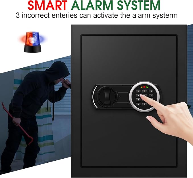 3.3 Cuft Large Home Safes Water and Fireproof with Digital Keypad & Key Lock, Security Safes for Home with DIY Removable Shelf, Anti-Pry Safe Box for Money Documents Jewelry, 19.69"H x13.78"W x 12.2"D