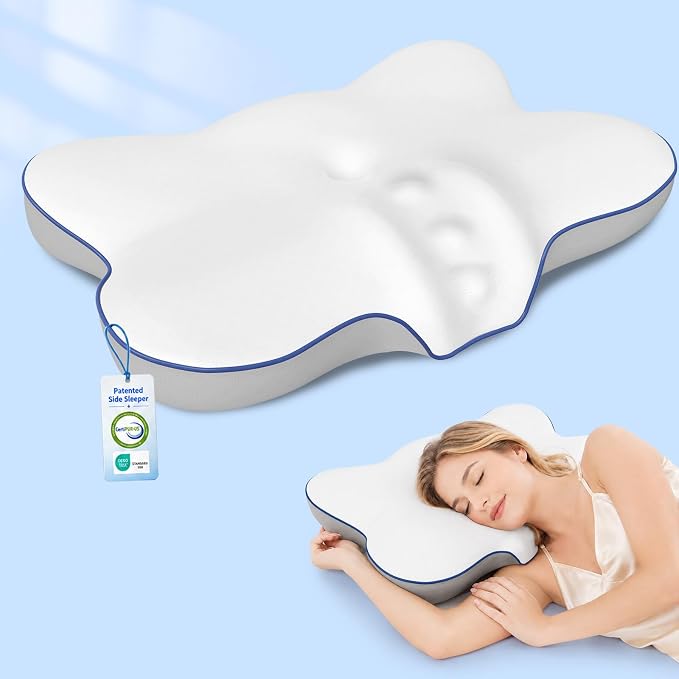4X Cooling Cervical Pillow for Neck Pain Relief, Patented Side Sleepers | Contour Orthopedic Pillow for Neck Support, Large Ergonomic Memory Foam Bed Pillow for Sleeping, 24.8 x 14.1 x 3.54 / 5.31