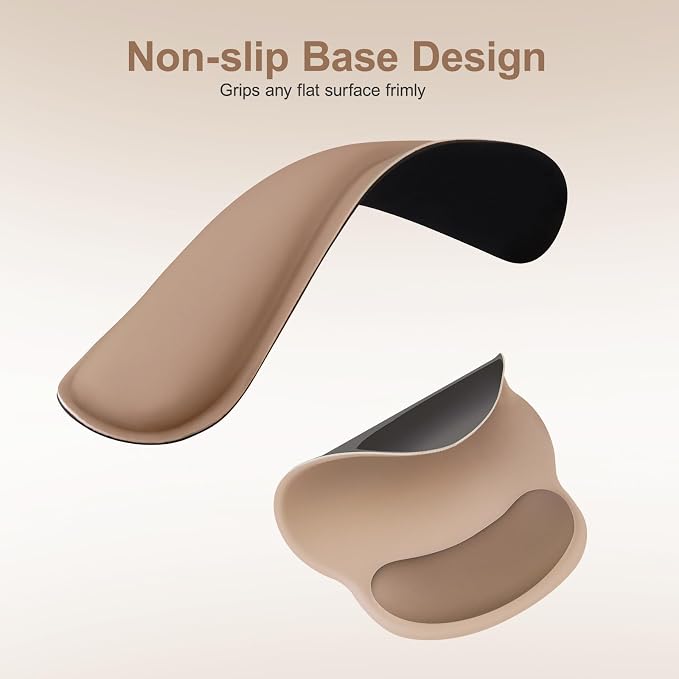 MOSISO Wrist Rest Support for Mouse Pad&Keyboard Set, Mocha | Streamline Ergonomic Mousepad&Coaster Non-Slip Base Home/Office Pain Relief&Easy Typing Pad with Soft Cloth&Silicone Lining