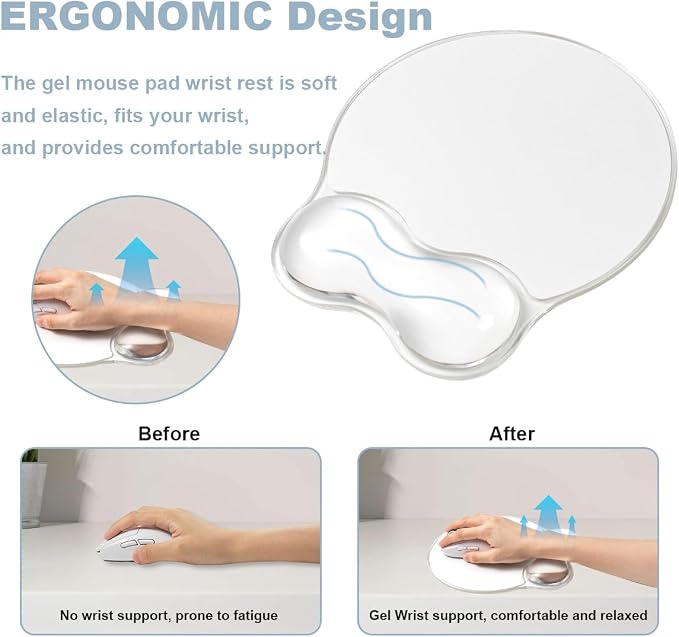 Gel Keyboard and Mouse Wrist Rest Set - Ergonomic Gel Mouse Pad with Wrist Support for Typing Pain Relief/Office/Computer/Laptop/Gaming