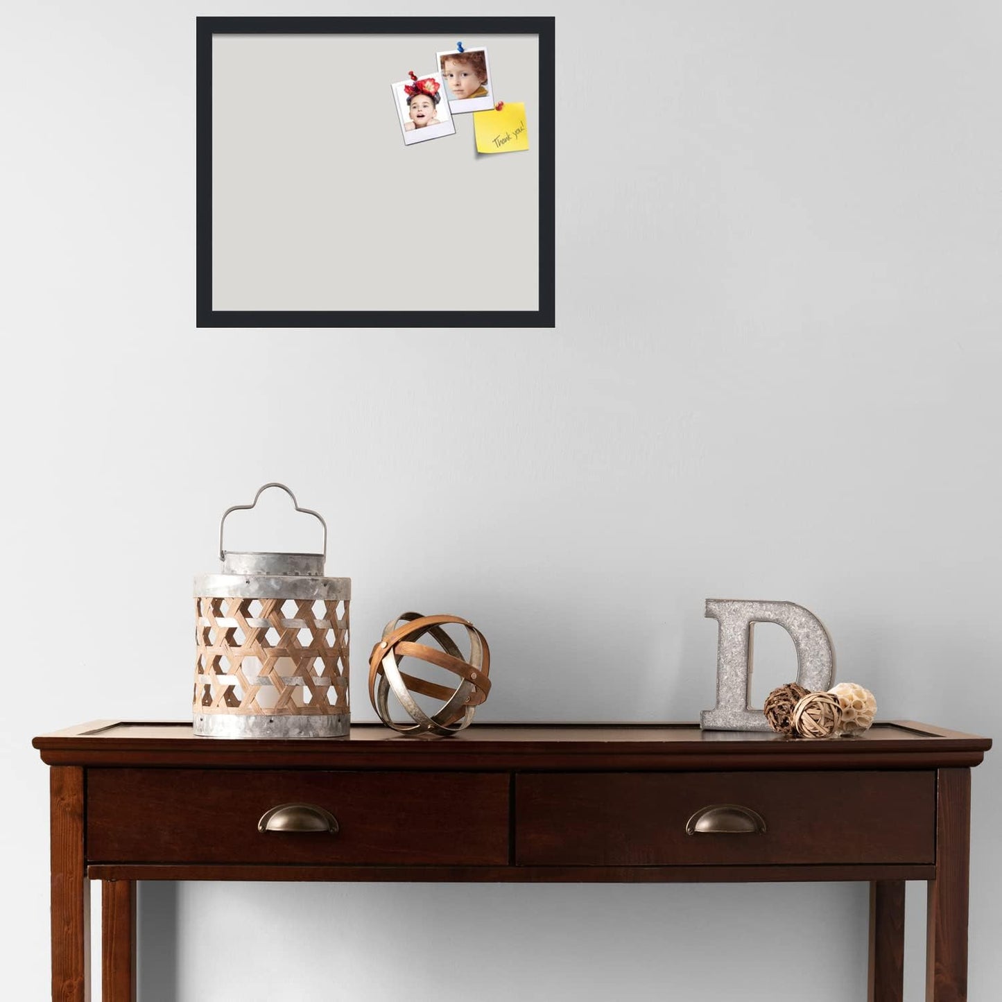 PinPix 20x17 Inch Cork Bulletin Board. This Decorative Framed Pin Board Comes with Light Stone Design and a Satin Black Frame. Ideal for Home Office Decor or Message Board (PinPix-1809)