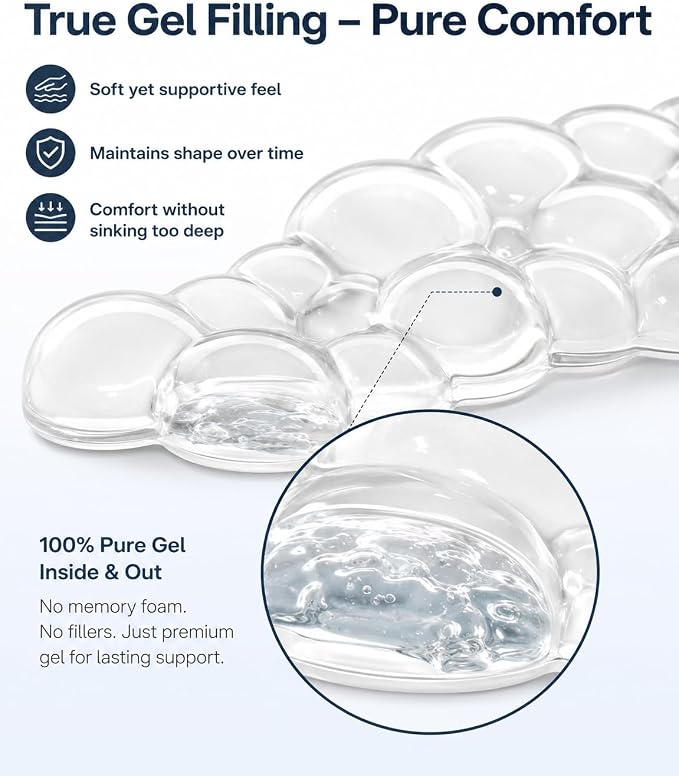 Ergonomic Gel Keyboard Wrist Rest Set, Soft Gel Palm Rest for Keyboard and Mouse, Clear Wrist Support Pad for Typing and Gaming Pain Relief, Non-Slip Base for Computer Laptop (Cloud)
