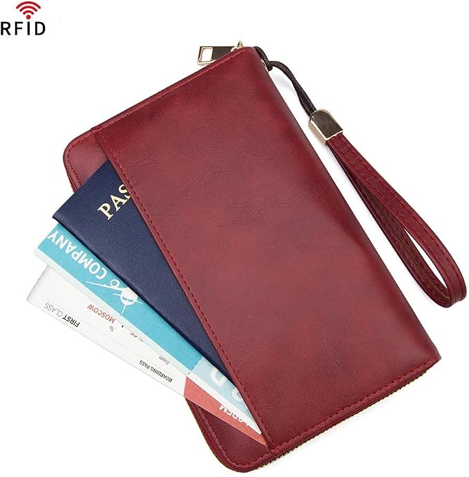 Family Passport Holder for Travel Women and Men RFID Passport Holder with Zipper Passport Case Passport cover Passport Wallet Travel Essentials and Accessories(1-2, Olive)