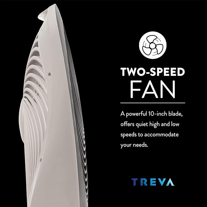 Treva 10 in Portable Fan Battery or AC Powered 2-Speed Desk Fan Black | Yes