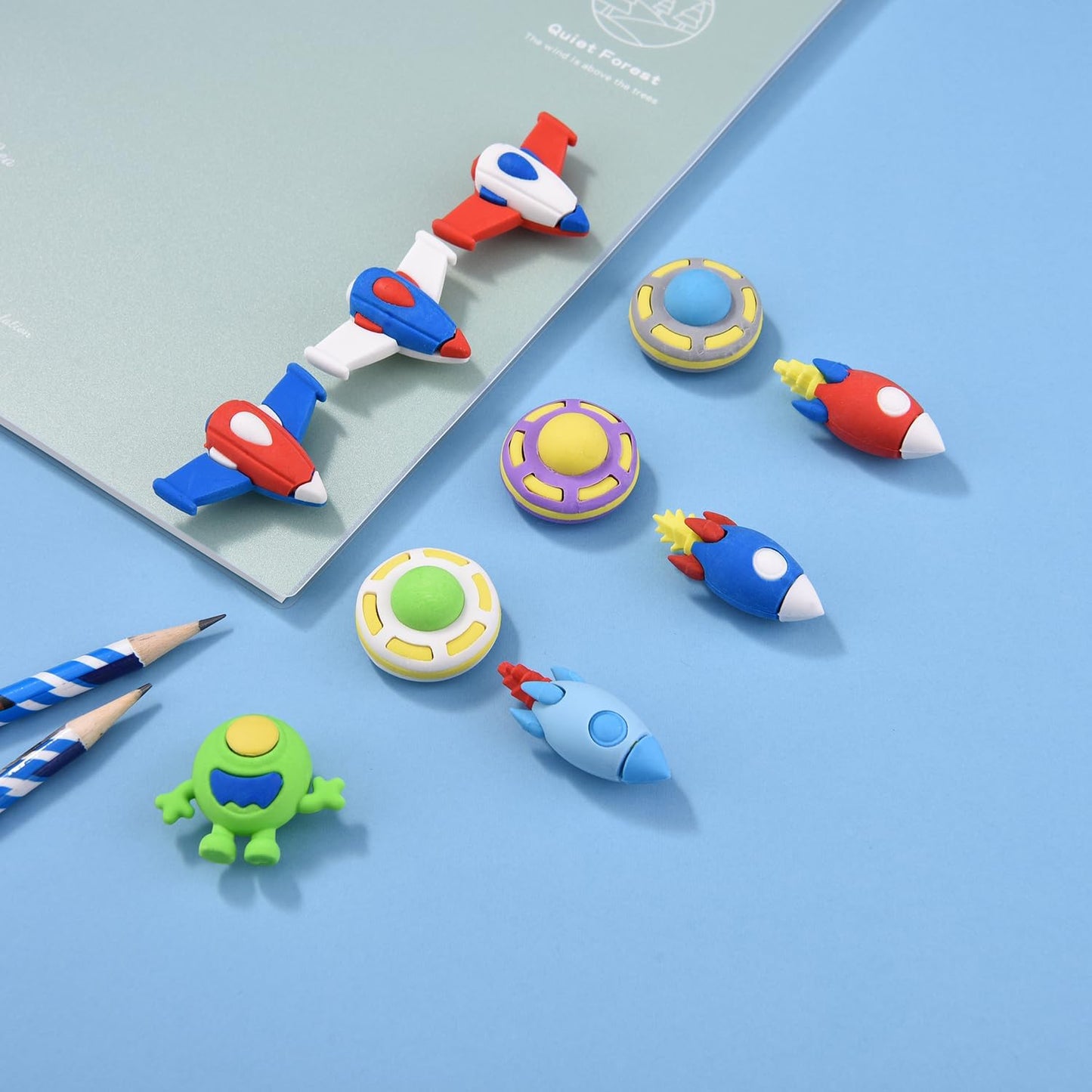 24 Pakc Alien Ship Erasers for Kids, 3D Puzzle Erasers for Boys Girls, Fun Eraser for School Supplies Prize Gifts Party Favors