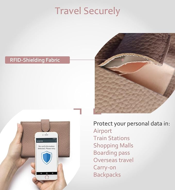 Leather RFID Blocking Passport Holder for Travel Women | Slim Travel Wallet for Men with Gift Box, Card Slots, Boarding Pass Organizer, Zipper Coin Pocket & Cash Holder (Dove Gray)