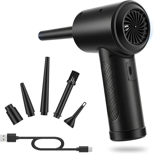 Compressed Air Duster, 100000RPM Electric Air Duster for Computer Keyboard, 6000mAh Rechargeable Cordless Air Blower with LED Light, Fast Charge Portable Air Can for PC Cleaning
