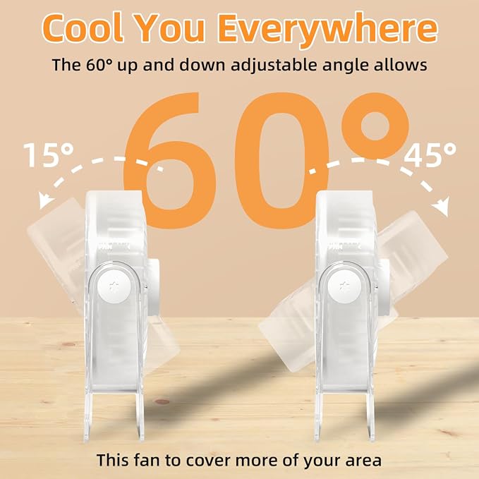 USB Desk Fan, 6 Inch Portable Table Fan, 3-Speed Quiet Personal Fan | Adjustable Tilt, Powerful Airflow, USB Powered, No Battery, Compact for Home, Office, Bedroom & Travel