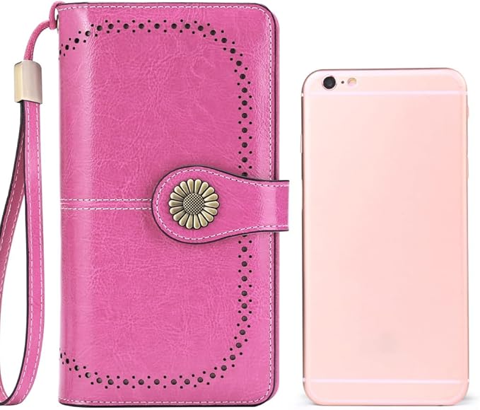 SENDEFN Wallets for Women Leather Credit Card Holder with RFID Blocking Large Capacity Wristlet | with RFID Blocking