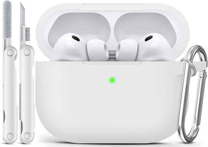 for AirPods Pro 3 Case 2025,Come with Cleaner Kit,White | Silicone Protective Cover for Airpod Pro 3rd Generation Case with Keychain,for Women Men,One-Piece Design,Shockproof