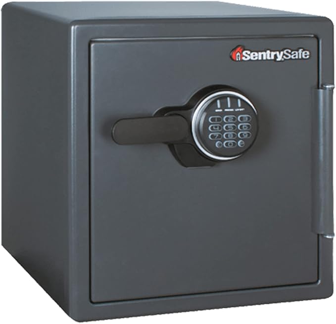 SentrySafe Black Fireproof Safe with Digital Push Button Keypad, Home Safe For Money, Documents, and other Valuables, 1.23 Cubic Feet, SF123ES | Fire Resistant Home Safe With Digital Keypad, Shelf, Door Pocket For Organization, Securely Store Money, Do...