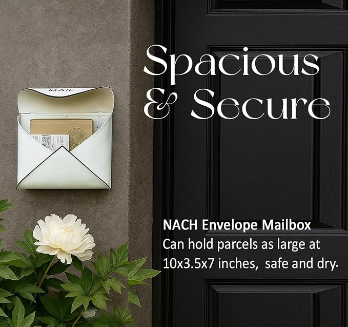 NACH Wall Mount Mailboxes, 11.5 x 9 x 4.5 inch White Wall Mailboxes for Outside, Waterproof Mailboxes for Outside - Envelope Mailbox Kit White