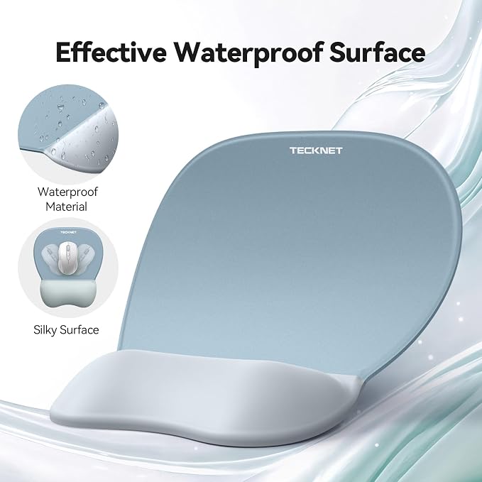 TECKNET Gel Ergonomic Mouse Pad & Keyboard Wrist Rest & Coaster | 3 in 1 Set, Pain Relief, Milk Silk Cloth, Non-Slip PU Base, Easy Typing, Memory Foam Wrist Support for Office & Home