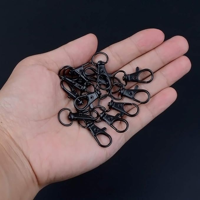 70PCS Swivel Snap Hooks with Key Rings, Metal Lobster Claw Clasp, Keychain Rings for Crafts(Gun Black, 1.25inch(32mm)