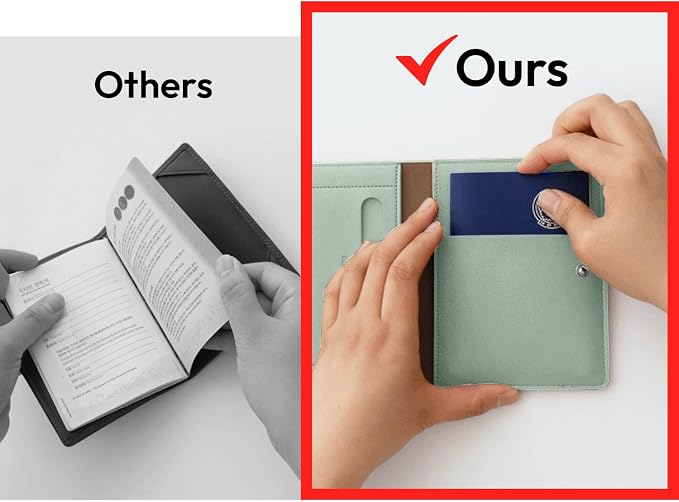 Premium RFID Blocking Leather Passport Holder & Wallet – Mint Grey | Family Travel Document Organizer – for 2 Passports, Cards, Boarding Passes & Travel Essentials