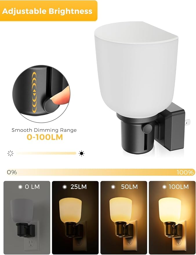 L LOHAS LED Night Lights Plug into Wall,[4 Pack] Dimmable Plug in Night Light,0-100LM Adjustable Brightness,Dusk to Dawn Sensor, 3000K Soft White, Boho Farmhouse Night Lights for Bedroom Bathroom