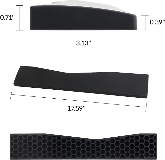 Keychron Black Silicone Wrist & Palm Rest, 17.56" for 100% Alice Layout Mechanical Keyboards (Q13 Max / Q13 Pro) – Full Honeycomb Anti-Slip Base, Smooth and Soft Typing Support