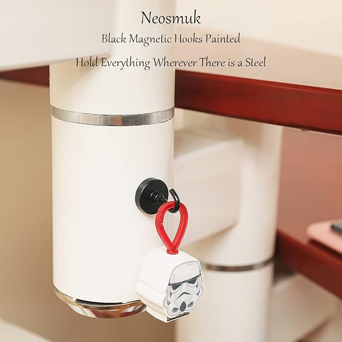 Neosmuk Magnetic Hooks, Heavy Duty 130lb+ Strong Magnet Hook for Cruise Cabins, Cruise Essentials 2026 for Hanging, Metal Wall Refrigerator Hangers (Black, 10 Pack)