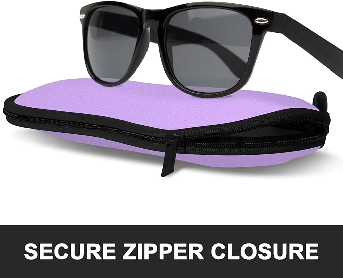 Sunglasses Soft Case, Ultra Light Portable Neoprene Zipper Glasses Case for Men Women