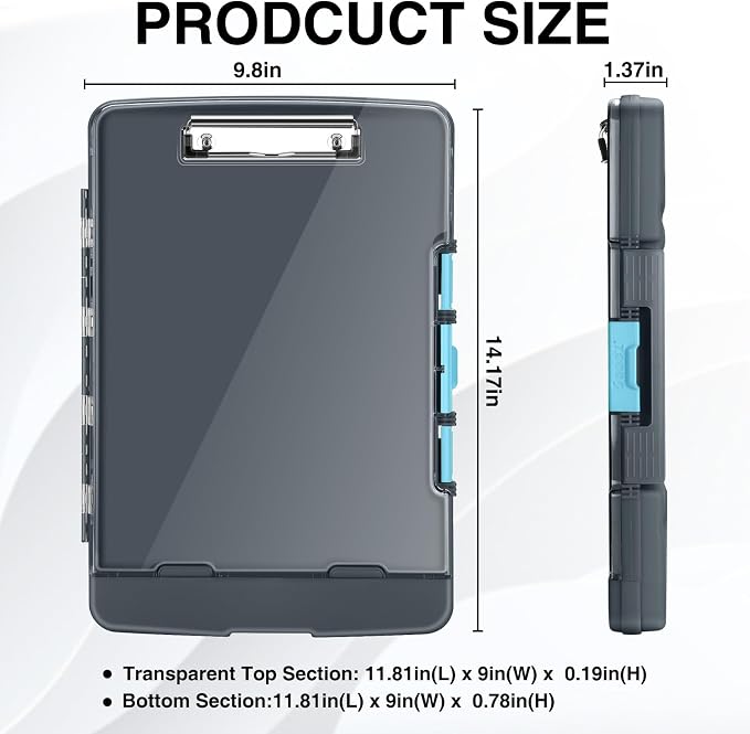 Sooez Original Clipboard with Dual Storage, Heavy Duty Clip Boards 8.5x11 | Dual Compartment, Clearview, Dry Erase, High Capacity, Real Hinge, High Capacity, Pen Holder, Coach School & Office Supplies