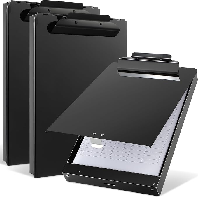 2 Pieces Metal Storage Clipboard Letter Size Heavy Duty Aluminum Clip Board 14'' x 9.06'' x 2.95'' Contractor Clipboard Dual Storage Form Holder Paper Holder with High Capacity Clip