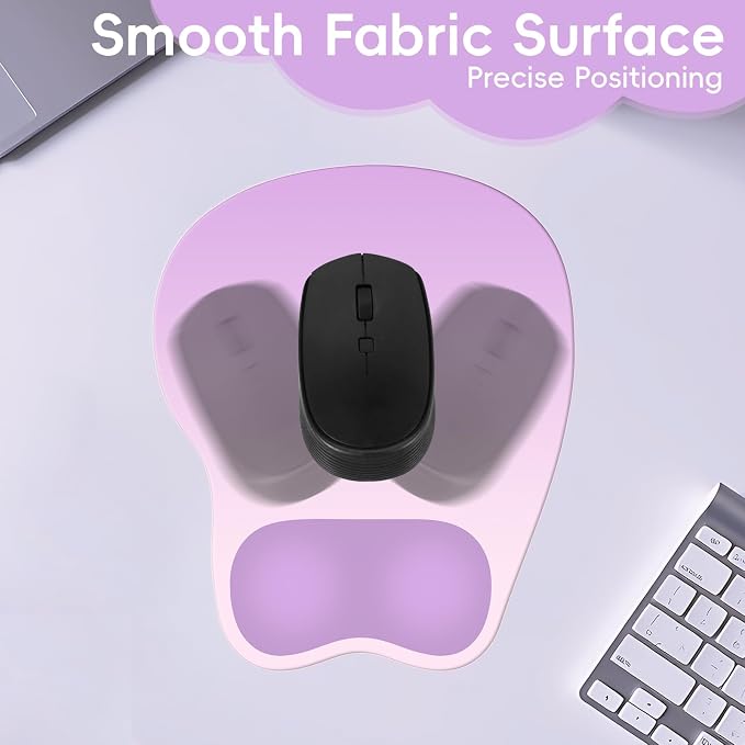 Ergonomic Mouse Pad,Non Slip Mousepad Wrist Rest Support for Office, Computer, Laptop & Mac(A-Purple)