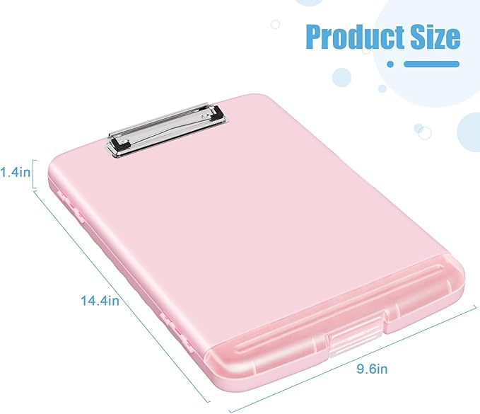 Hongri Clipboard with Storage with Pencil Case, 8.5 x 11 Storage Clip Board | High Capacity Organization Box for A4 Letter Legal Paper, Heavy Duty Folio & Side-Opening for Nurses, Teachers, Pink