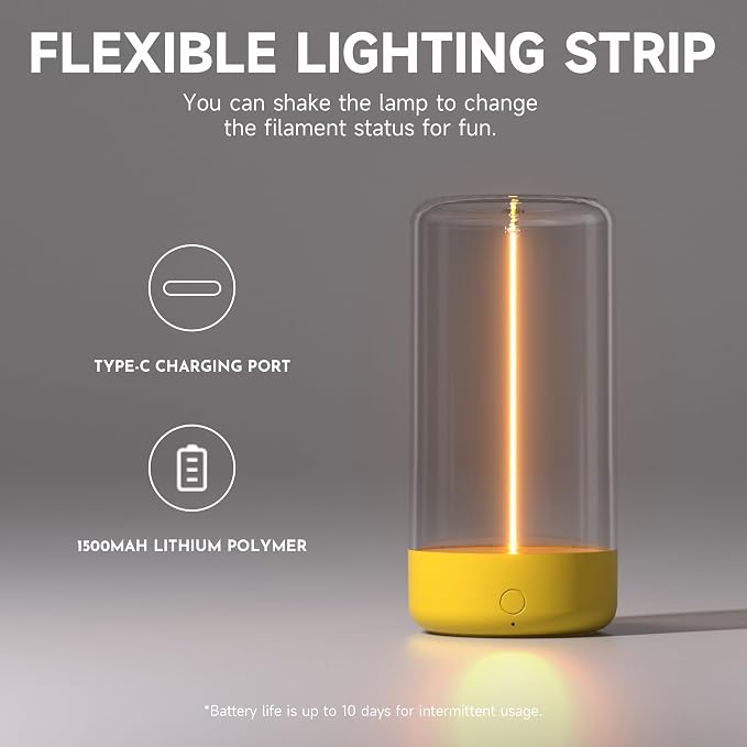 Mini Minimalist Cordless Table Lamp, Rechargeable Ambient Light, Yellow