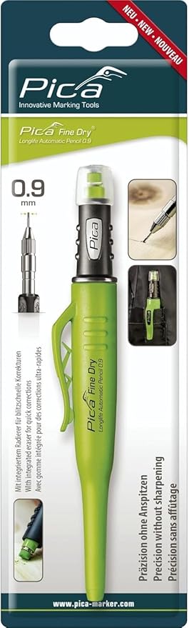Pica Fine Dry Long-life 0.9mm Automatic Pencil: Precision Marking without Sharpening for Fine and Precise Applications. Made in Germany
