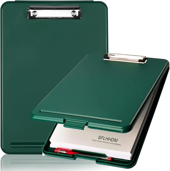Clipboard with Storage,Storage Clipboard with Clip,Clipboards Foldable for Nurse,for 8.5x11 Paper Clip Boards,A4 Clipboards Case with Smooth Writing for Office Supplies Clip Board Case-Emerald