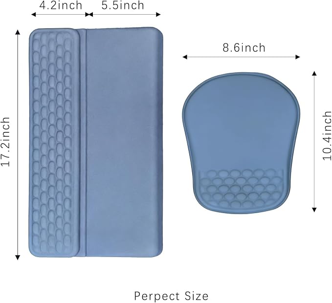 Keyboard Wrist Rest -Ergonomic Keyboard Stand with Wrist Rest- with Carpal Tunnel Pain Relief Massage Bumps and Full Memory Gel Design - Ideal Frequent Computer (Grey)