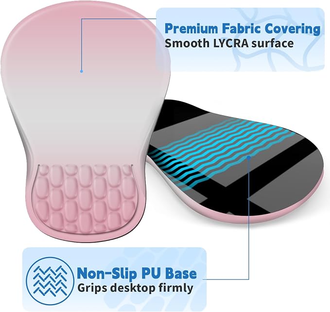 YIWEI Ergonomic Mouse Pad with Wrist Rest for Carpal Tunnel Pain Relief | Memory Foam Wrist Support,Non-Slip Rubber Base, Keyboard Computer Mousepad,Lycra Cloth Surface,Gaming Home Office