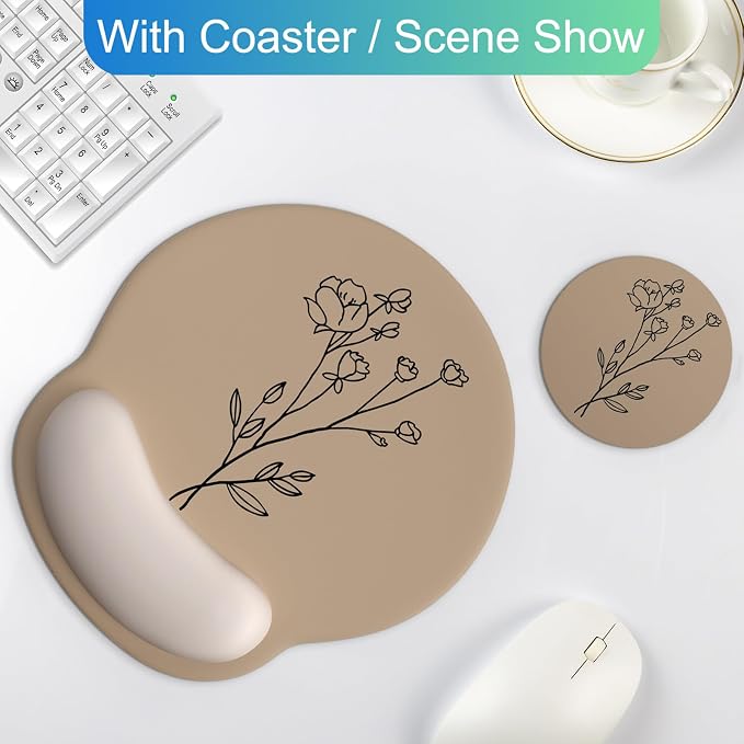 Ergonomic Mouse Pad with Wrist Rest Support,Gel Mouse Pads for Desk | Big Mousepad With Coaster Non-slip & Pain Relief for Computer, Home&Office Desk Decor