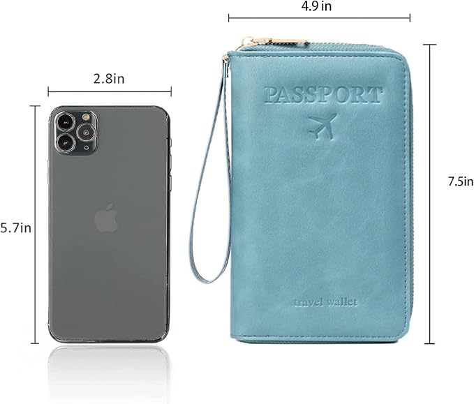 Passport Holder for Travel Women and Men RFID Blocking Passport Holder with Zipper Multi-functional Passport Wallet Passport Case Passport cover Travel Essentials