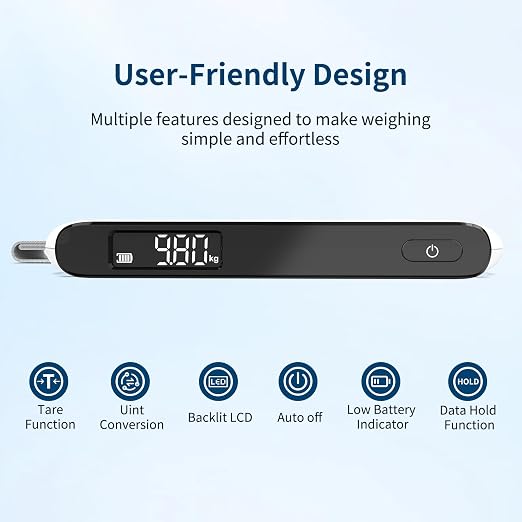 Ultrean Luggage Scale, 110lb Digital Suitcase Weight Scale for Travel, Portable Handheld Baggage Scale with Ergonomic Curved Handle for Comfortable Grip, Battery Included