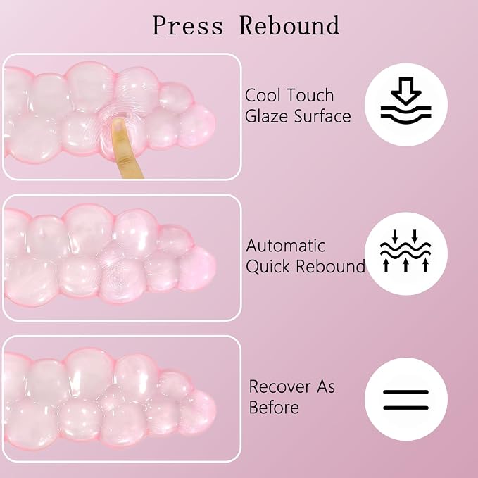 Gel Cloud Wrist Rest Keyboard Clear Pink Mouse Pad with Wrist Rest Set 3PCS Ergonomic Cool Keyboard Wrist Pad Cute Acrylic Coaster Non-Slip Base Cute Transparent Mouse Wrist Pad Support for Computer