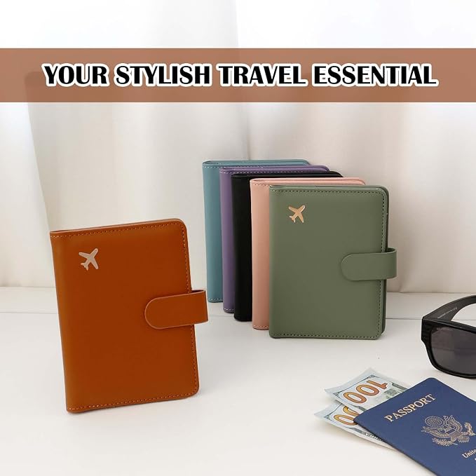 Melsbrinna Premium Leather Passport Holder Covers Case, Waterproof Rfid Blocking Travel Wallet Passport Holder with Pen Holder, Cute Passport Book for Women/Men