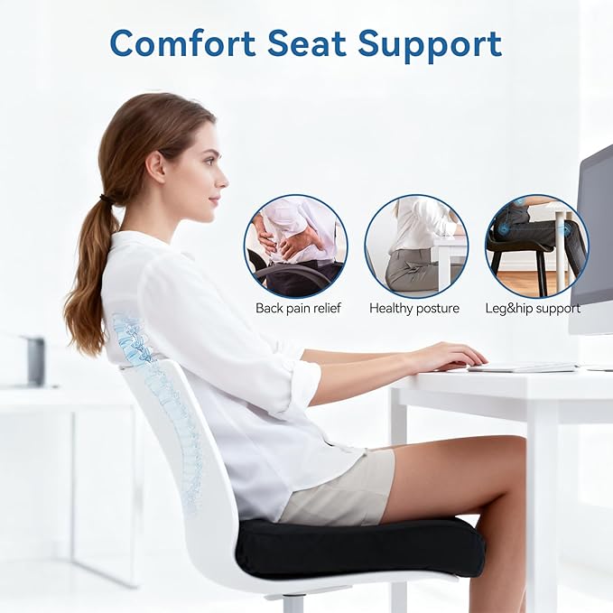 Adjustable Seat Cushion, Memory Foam Office Chair Cushion, Car Seat Cushion, Foldable Travel Cushion for Tailbone Pain, Sciatica Pain Relief, Lifting Cushion for Sitting, Driving, Traveling(Small)